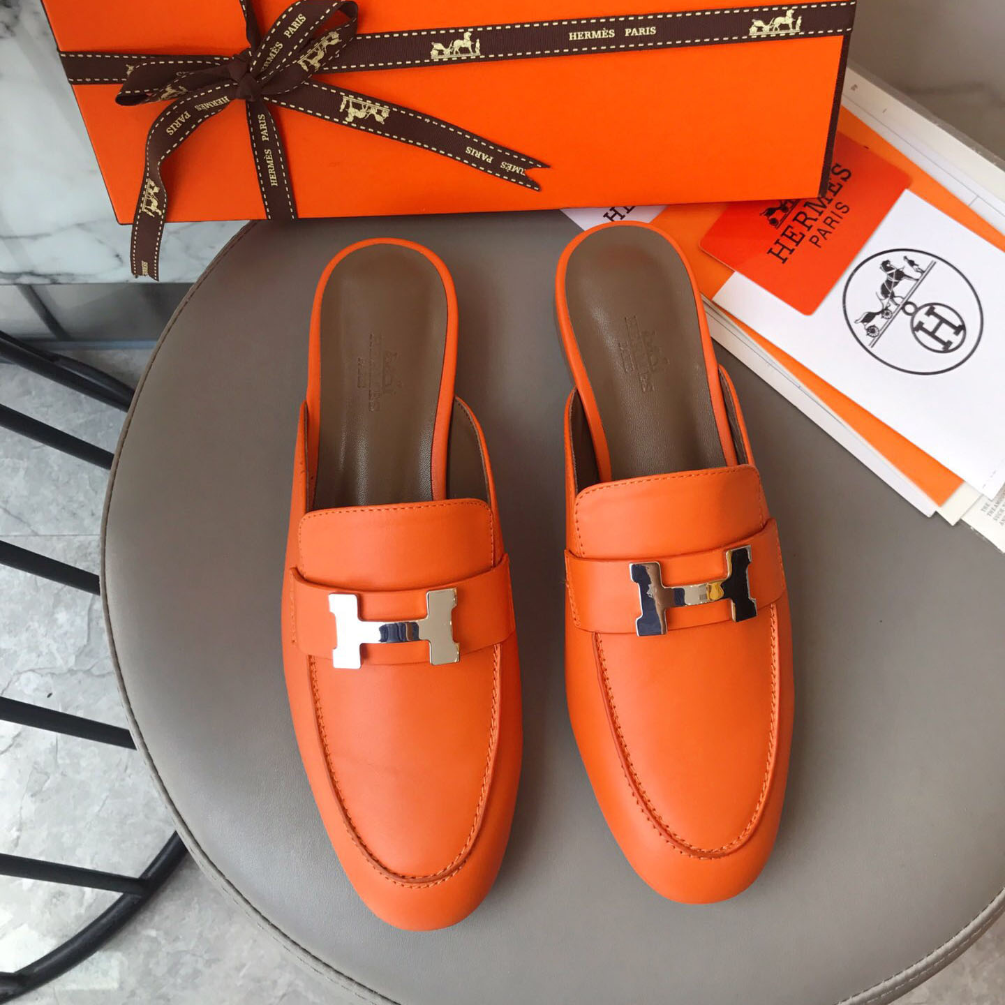 HERMES 에르메스 트로카데로 뮬 오렌지 H201083Z 04360