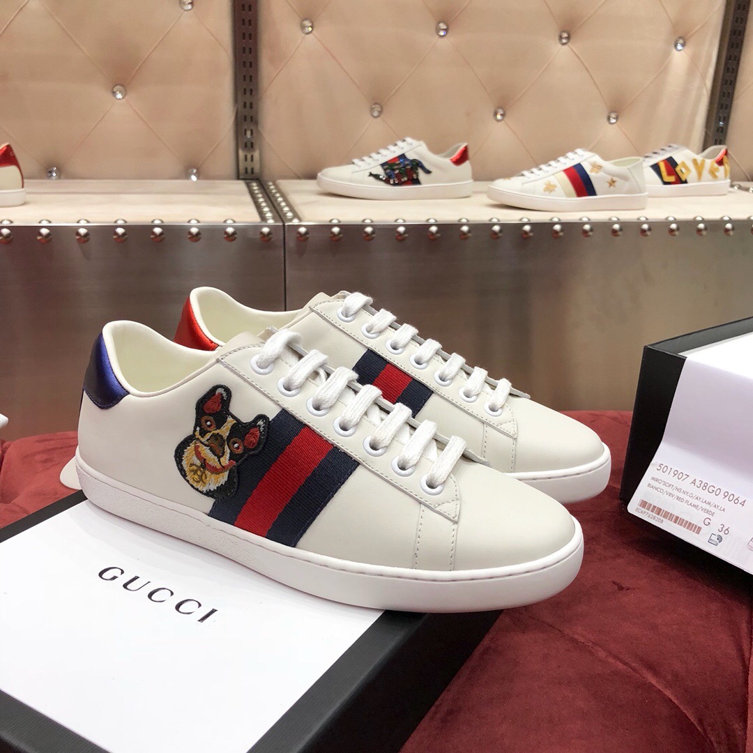 GUCCI 구찌 에이스 남녀공용 자수 스니커즈 457132 A38G0 9064