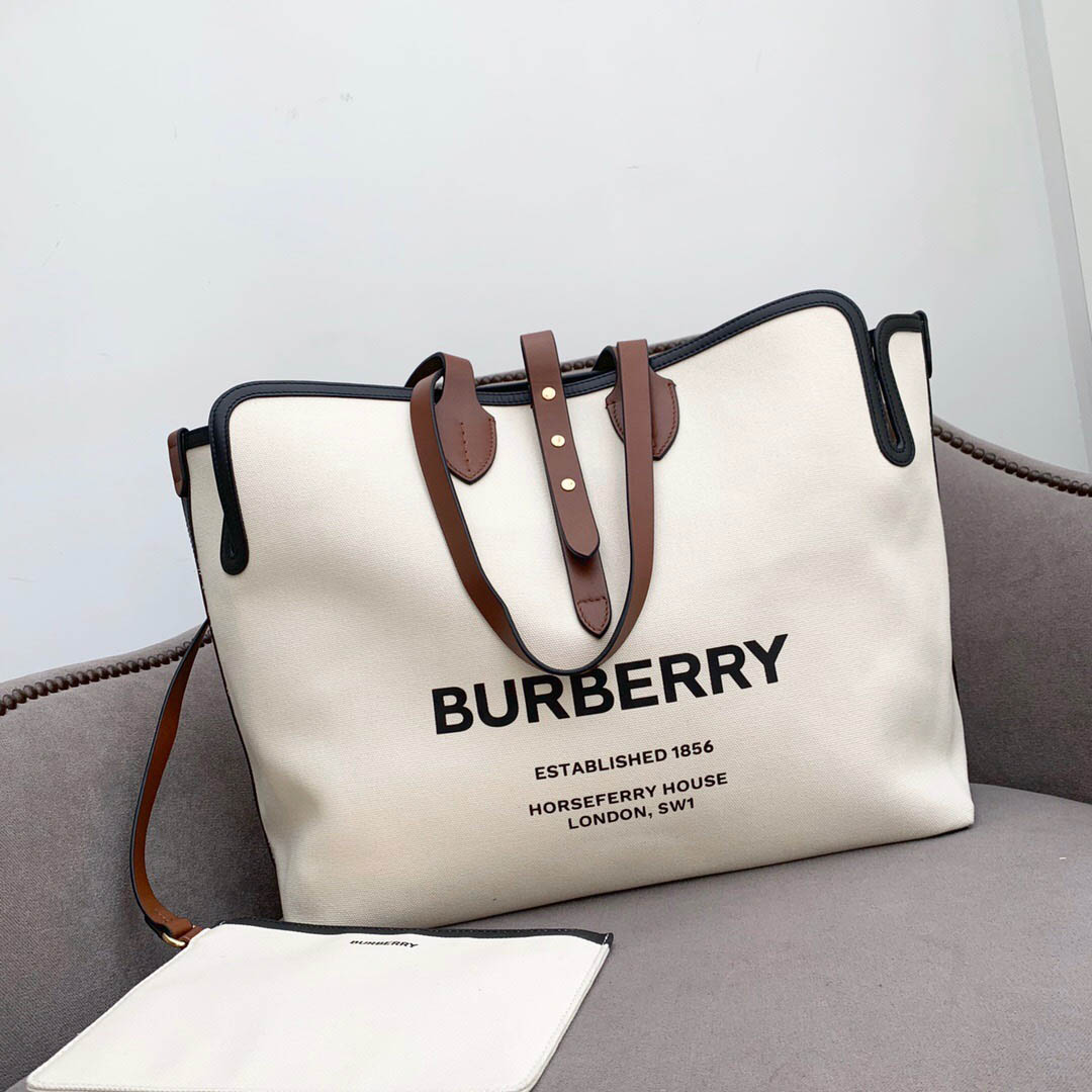 BURBERRY 버버리 코튼 캔버스 토트백